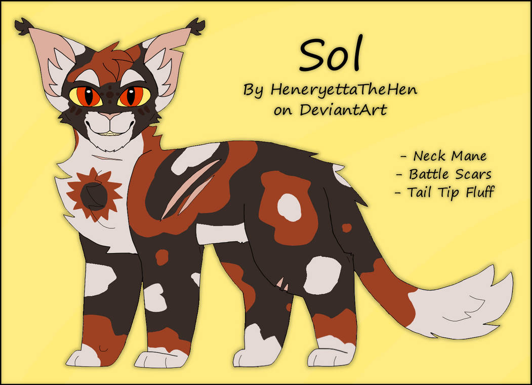 Red Sol Cat Warrior Cats Design #42: Sol by HeneryettaTheHen on DeviantArt