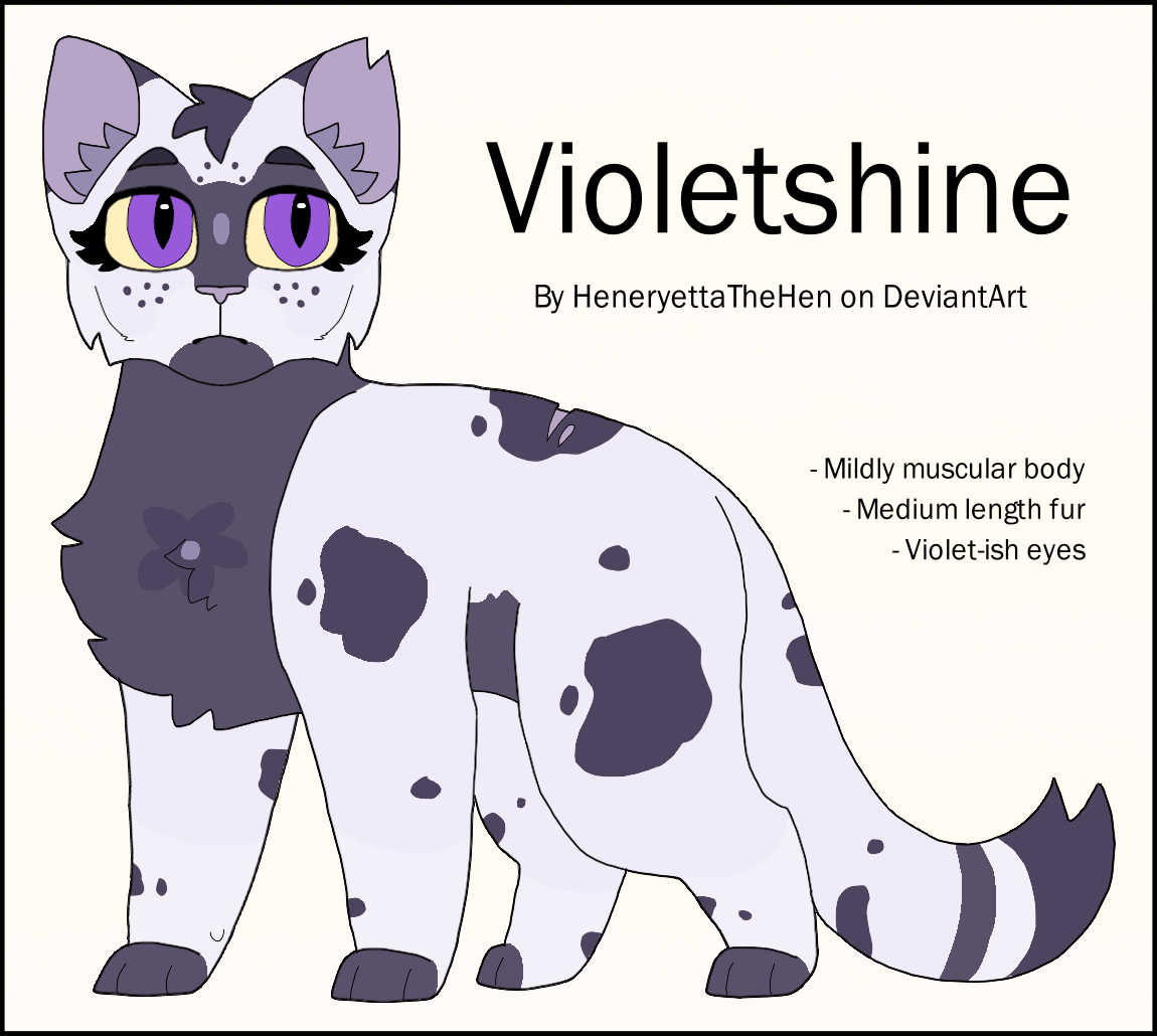 Violetkit Warrior Cats Design #121: Violetshine by HeneryettaTheHen on DeviantArt