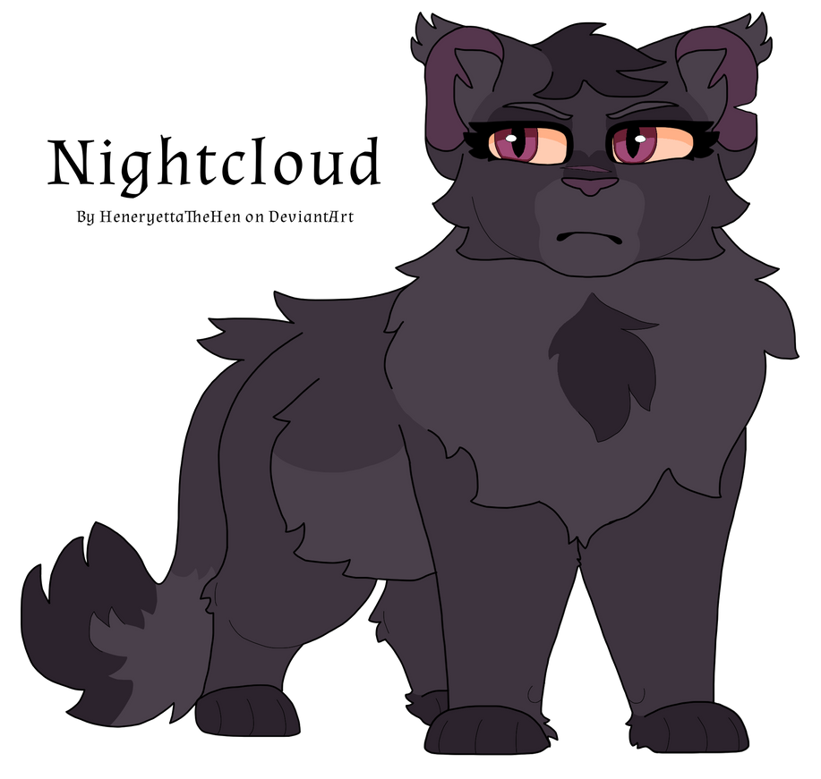 Bullfrog Nightcloud Warrior Cats Design #230: Nightcloud by HeneryettaTheHen on DeviantArt