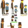 Layton and Luke in different styles