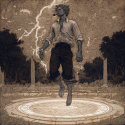 ''Bob'' meditating in a magic circle.