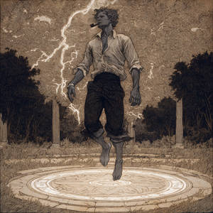''Bob'' meditating in a magic circle.