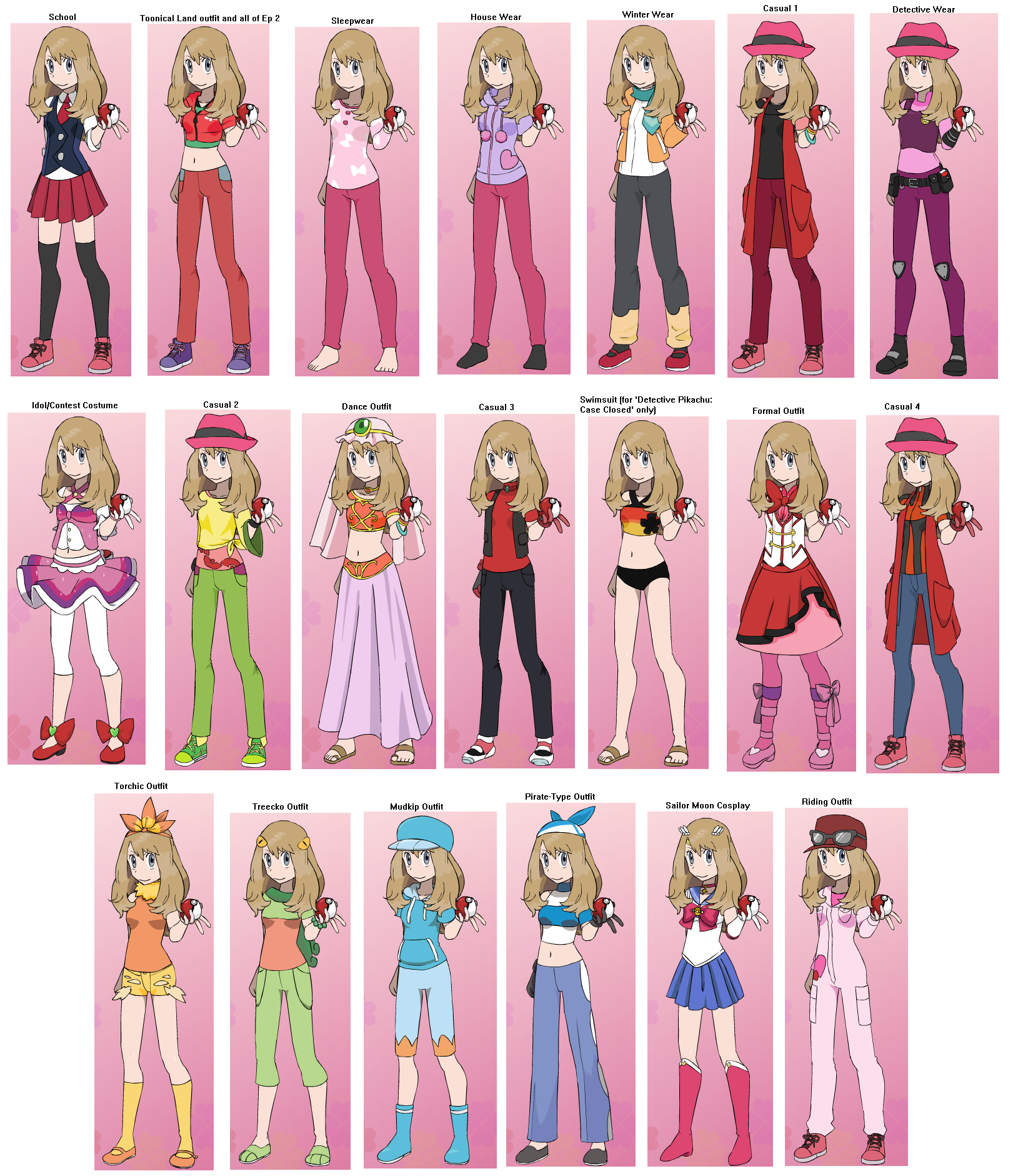 Serena S Outfits In Detective Pikachu Case Closed By Disneyequestrian2012 On Deviantart - red's clothes pokemon roblox