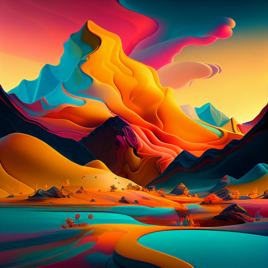 A mesmerizing abstract landscape with vibrant colo by rainboww2100 on ...
