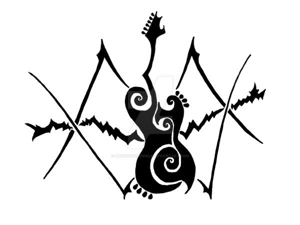 Tribal guitar tattoo 2