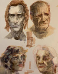 Watercolor face sketches