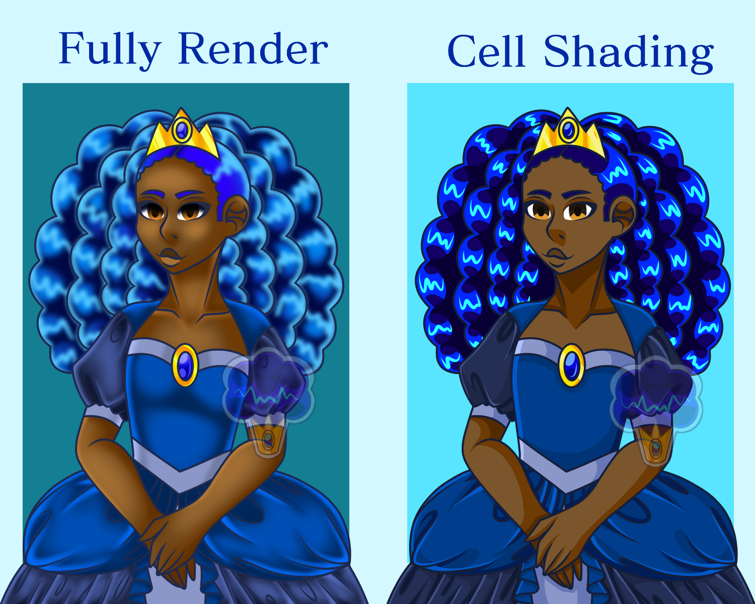 Full Render VS Cell Shading by Puffy-Princess on DeviantArt