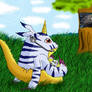 Gabumon on a row