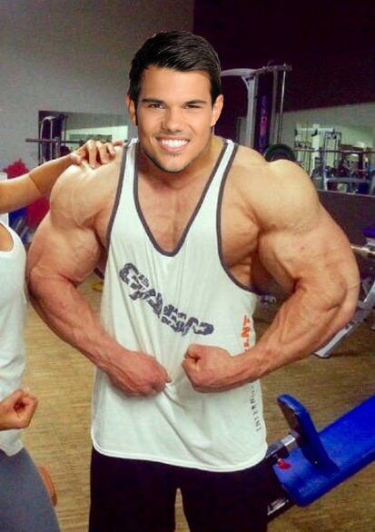 Taylor Lautner Flexing His Muscles