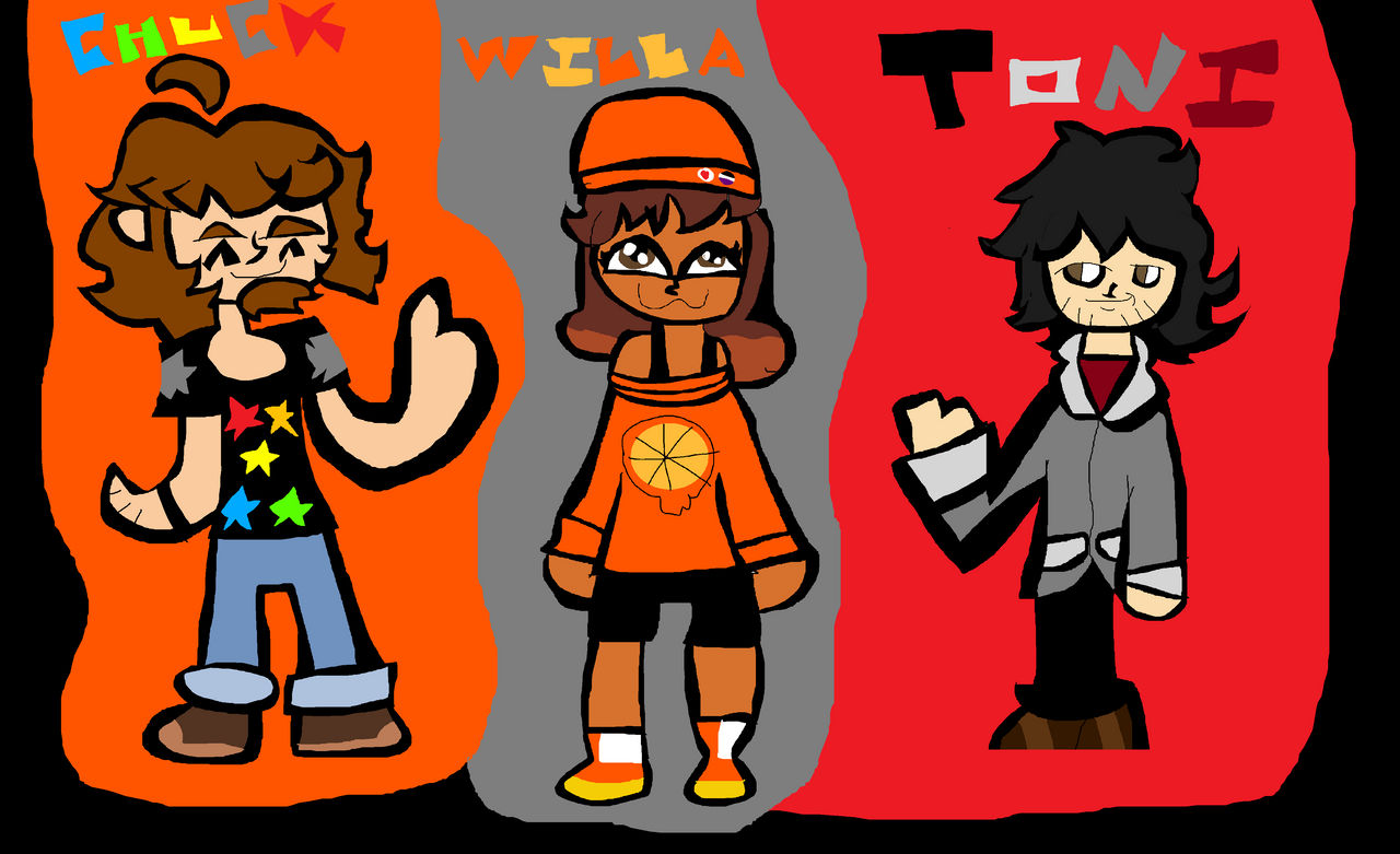 Chuck, Willa, and Toni! (Art trade) by EvilInvaderIsaac on DeviantArt