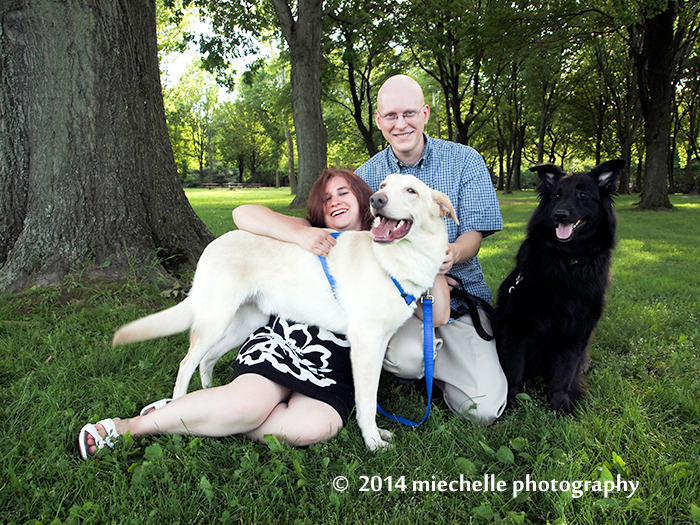 the happy couple +  furry companions