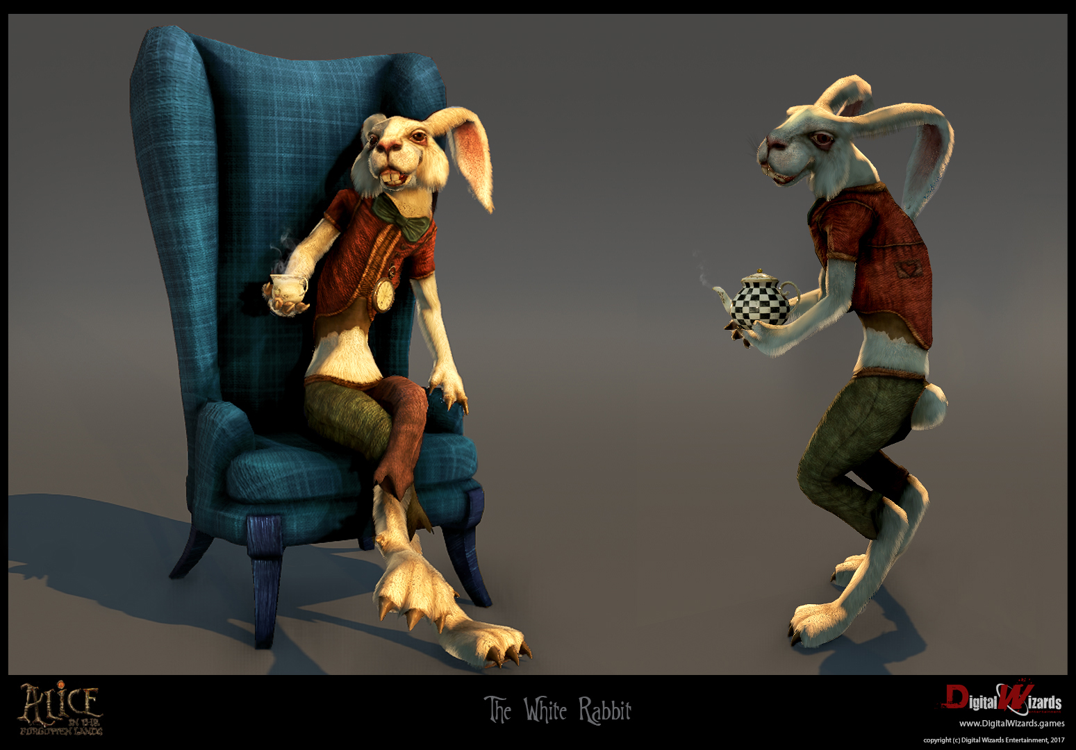 white rabbit game character by aldana