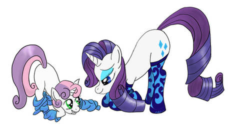 Rarity and Sweetie Belle in Socks