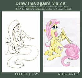 meme before and after Fluttershy
