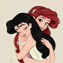 Ariel and Melody hugging