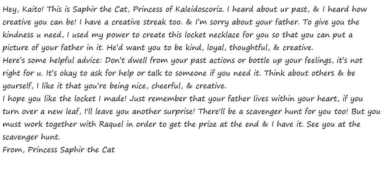 Message from Saphir the Cat
