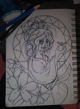 The goddess Idun..line art