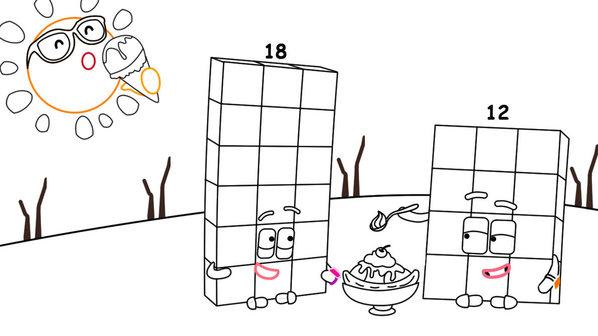 Numberblocks 18 and 12 share ice cream with the su by studiocakningkak ...