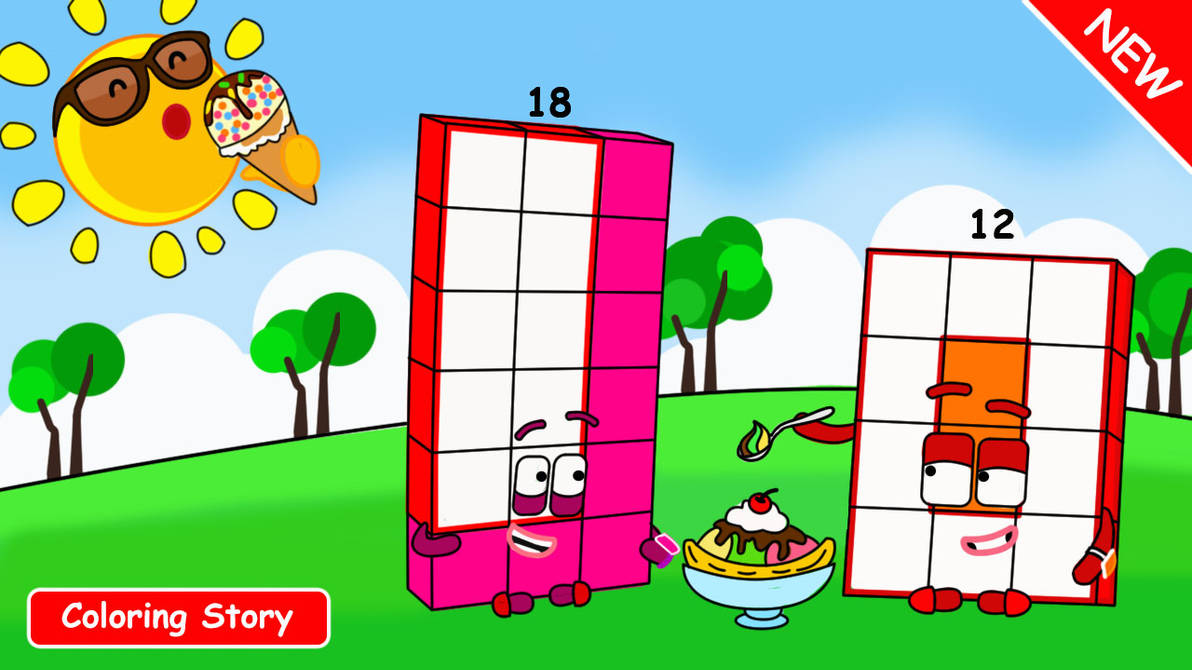 Numberblocks 18 and 12 share ice cream with the su by studiocakningkak ...