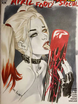 Harley Quinn licking blood
