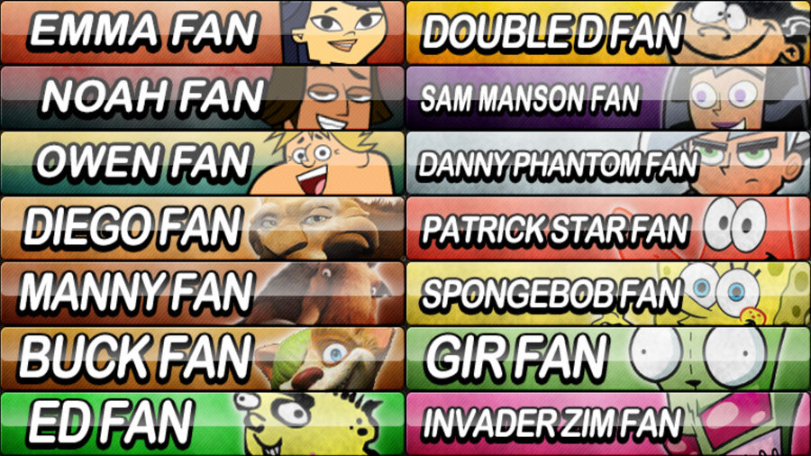 Character Fan Buttons Redux by AustinSPTD1996 on DeviantArt