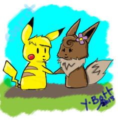 pikachu and eevee