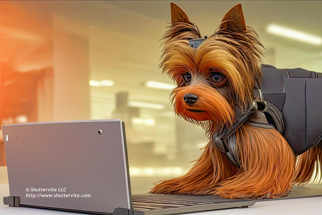 Yorkie At Computer Cyber Yorkie at His Tablet Computer in The Matrix by detayled on DeviantArt