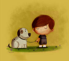 boy with his dog