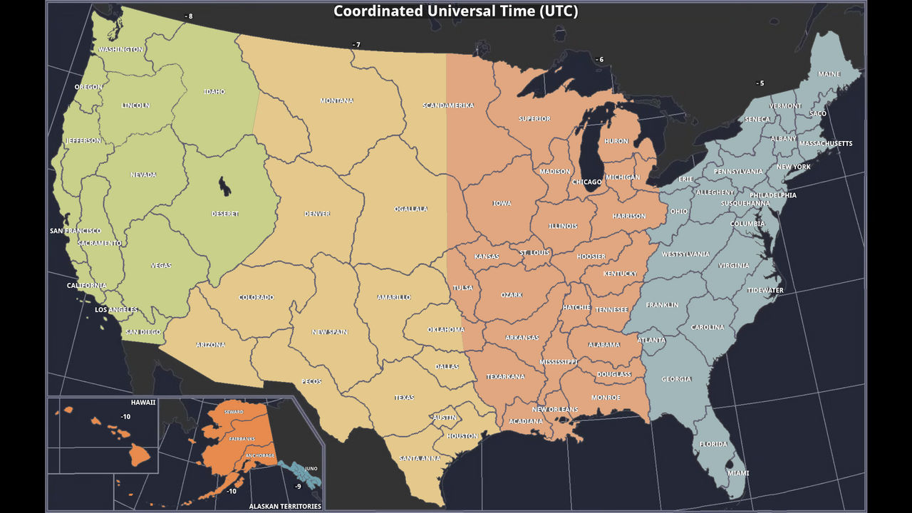 U Satimezone Reworked USA Redrawn (76 States) Timezones by ShadowESH on DeviantArt