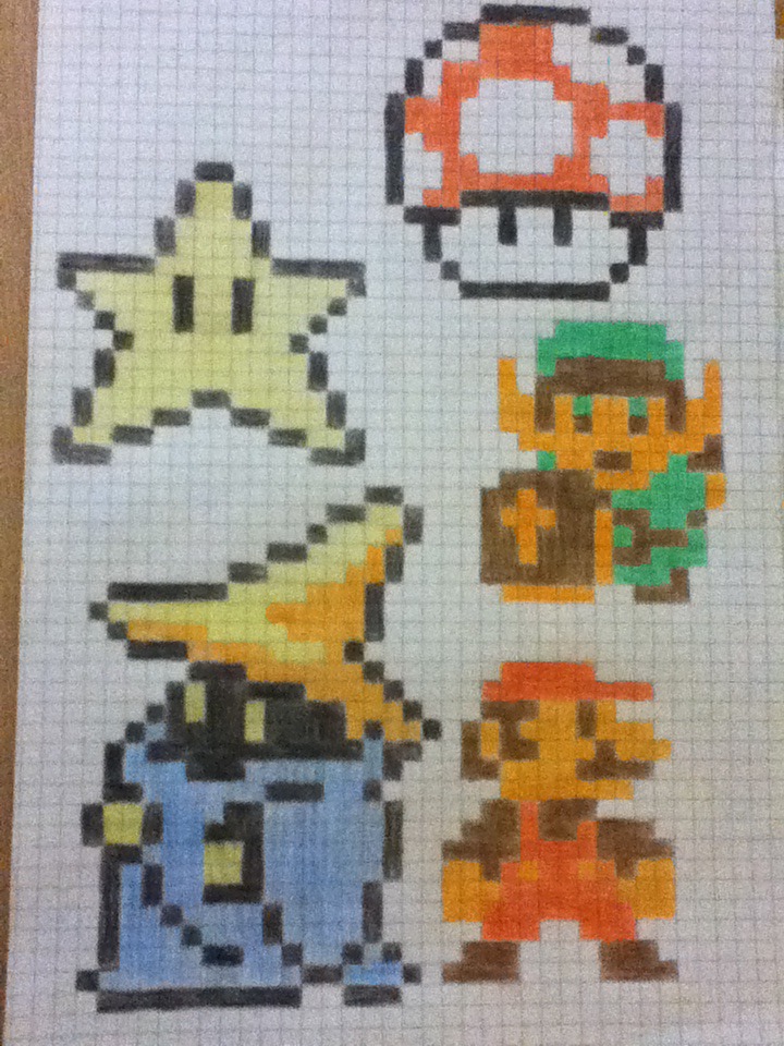 grid paper drawings mario link black mage by mario graph paper