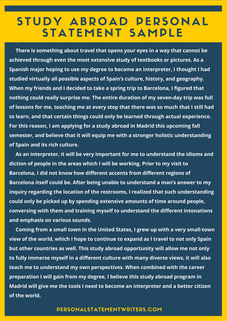 Study Abroad Personal Statement Sample by PSWritersSample on DeviantArt