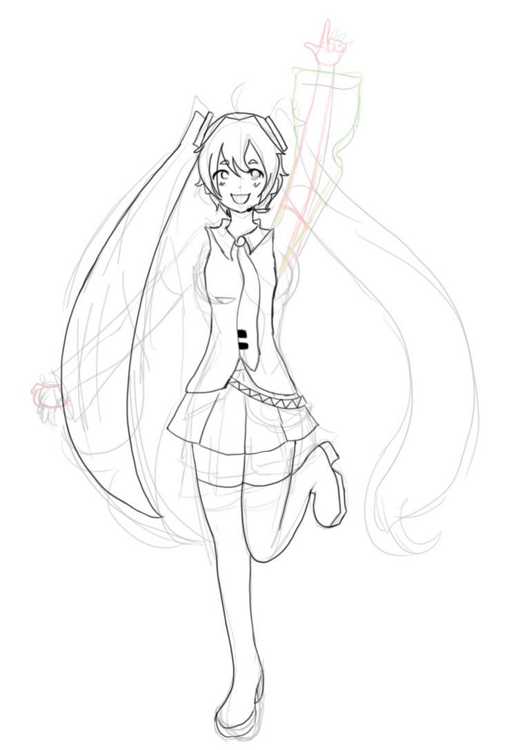Free Miku Rig Drawing Miku sketch by lannydesole on DeviantArt