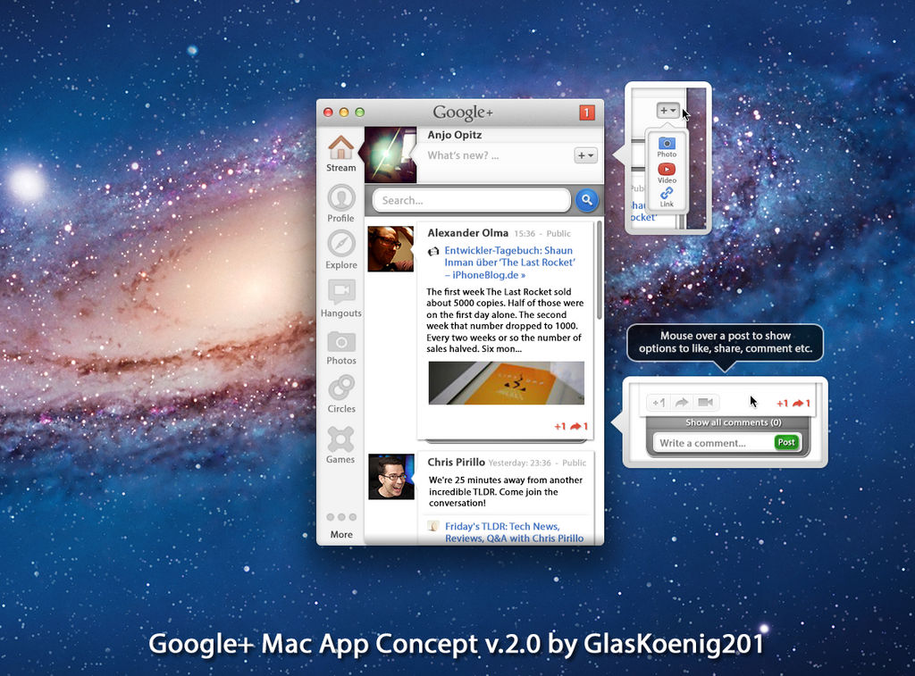 Google+ Mac App Concept Version 2.0