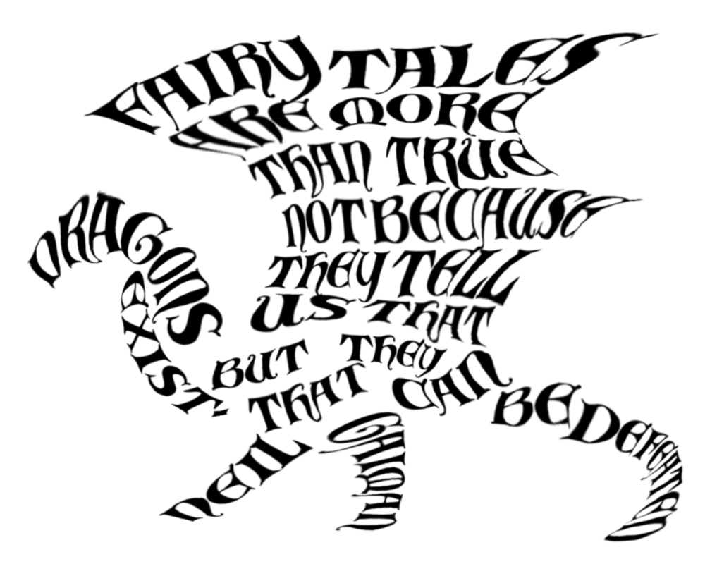 A word-art picture of a dragon