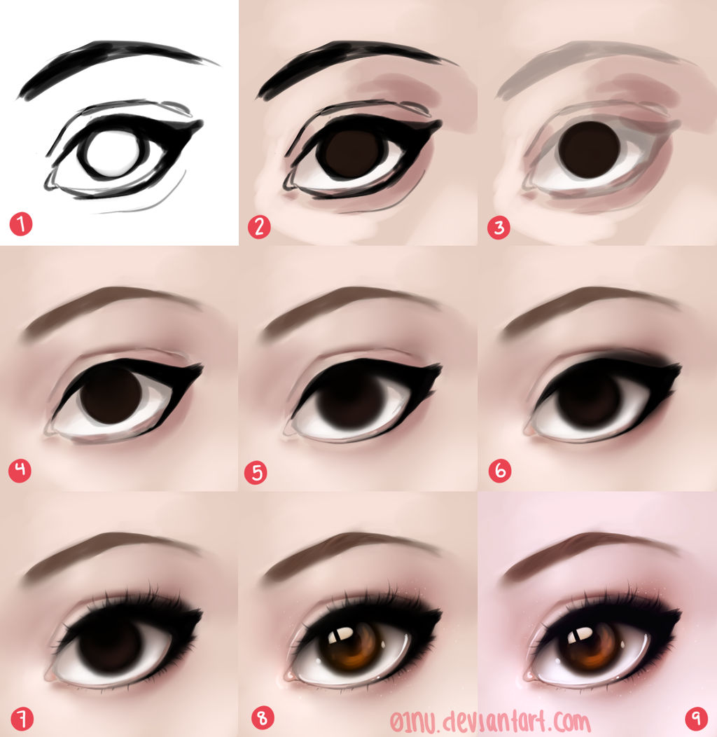 Stylized Eye Process Steps In Desc By