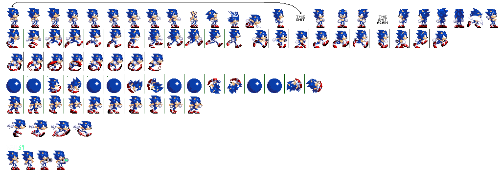 Sonic 3 Rig Sprites Sonic Sprite Sheet Edited by SynergyIsNotHere on DeviantArt