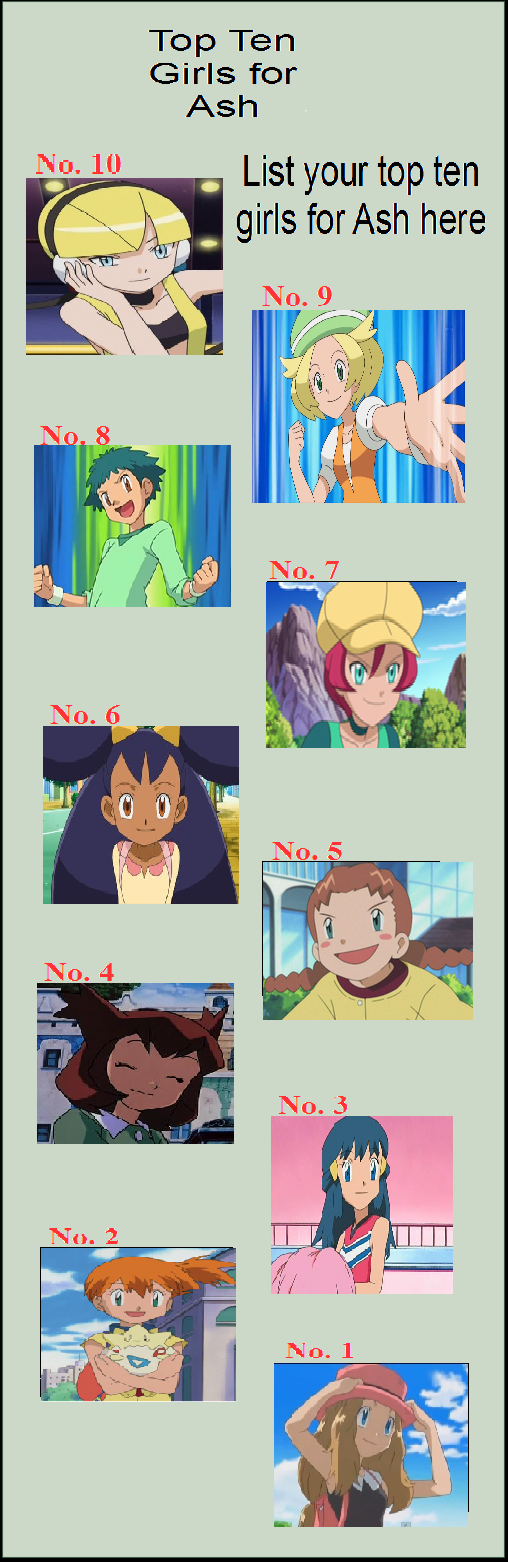 Starfighter364's Top Ten Girls for Ash