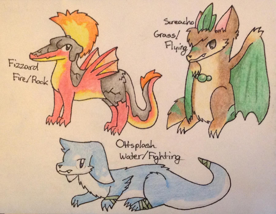 My Fakemon Starters, But Evolved