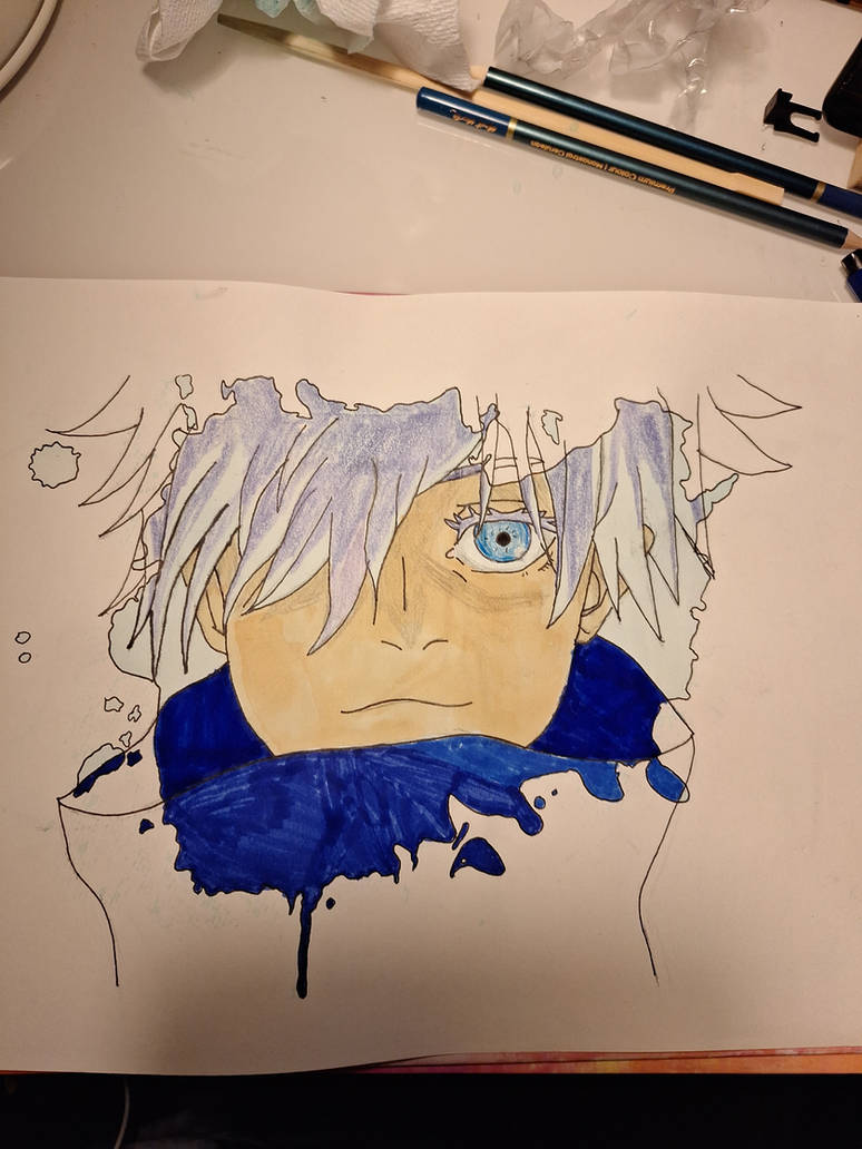 Gojo Spill Art By Bisexualbtch On DeviantArt drawing-gojo-with-coffee-spill-art-gojo-gojosatoru-anime-49-off