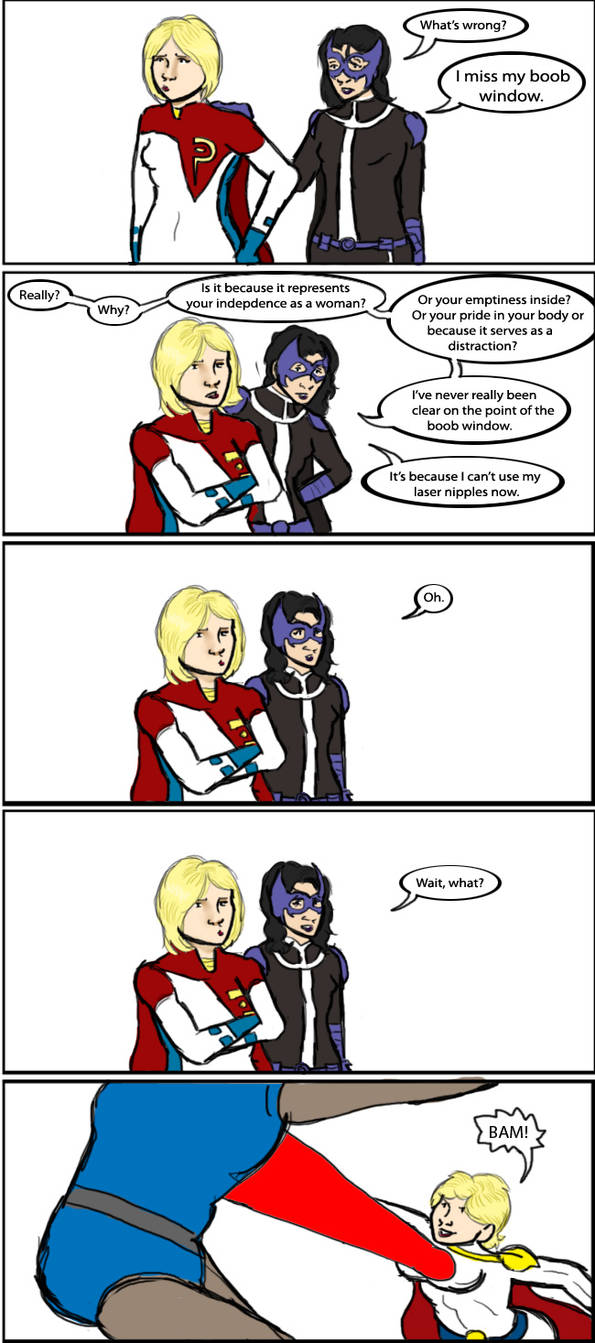 The Sad Truth of Power Girl's New Outfit by magickmaker on DeviantArt