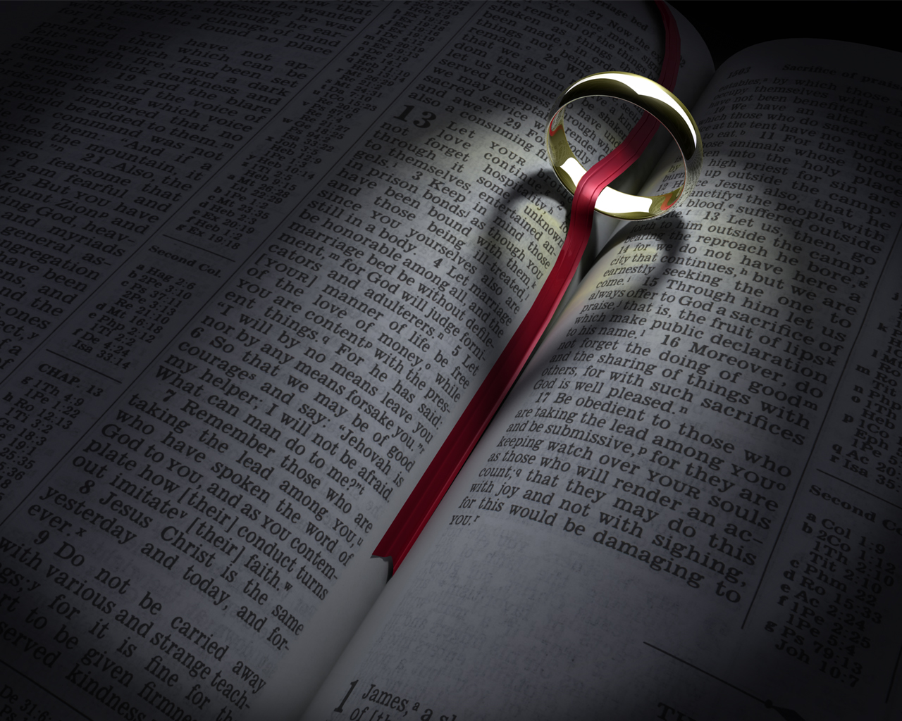 3D Bible and Ring Heart Shadow