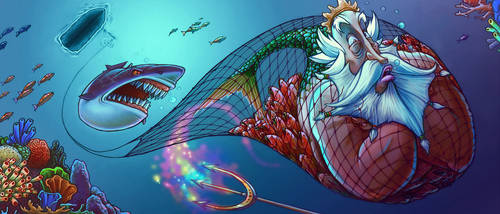 Triton and the Fishing Net by RYE-BREAD