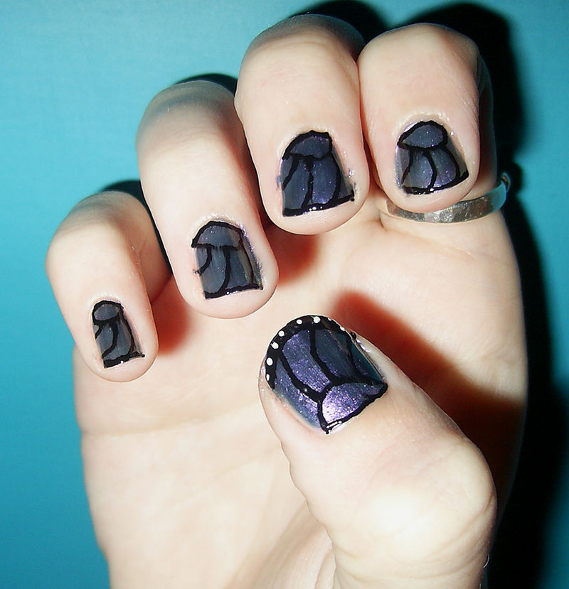 Purple Butterfly Nails