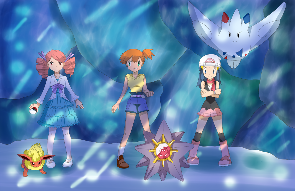 dawn, akari, and team galactic grunt (pokemon and 2 more) drawn by katwo