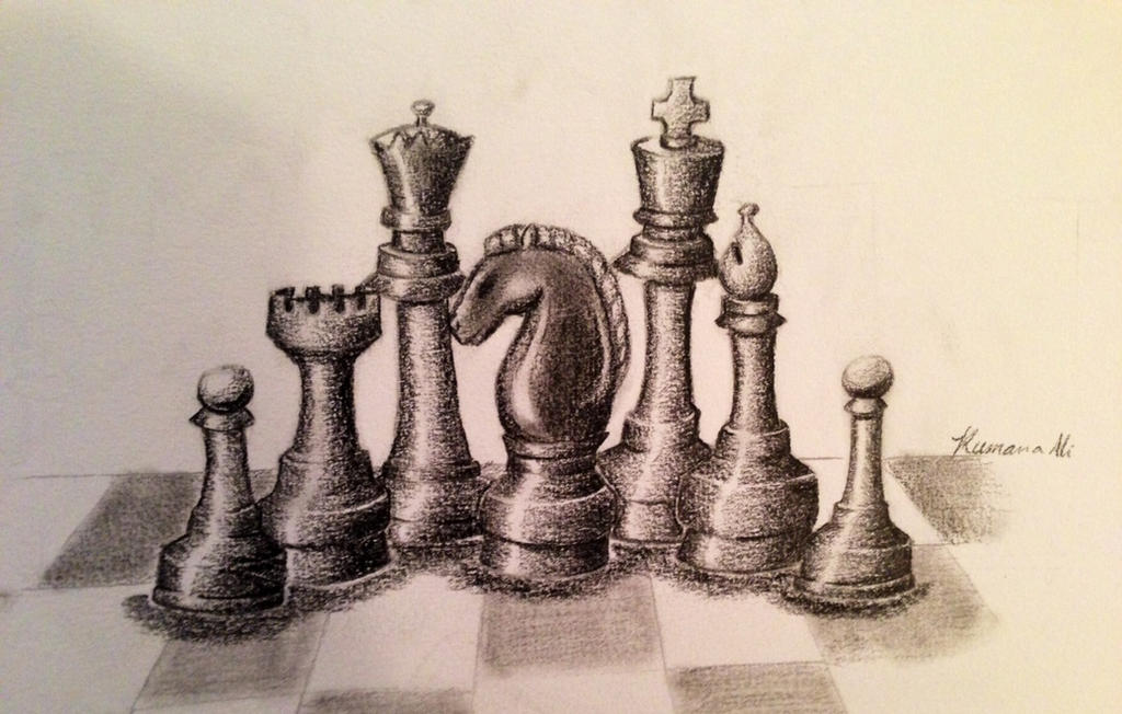 Charcoal drawing of chess pieces by p3vstudio on DeviantArt