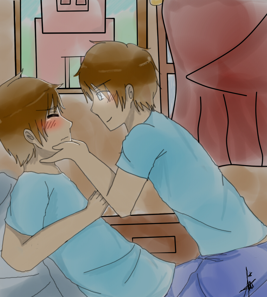 Re draw.- Steve x Herobrine.