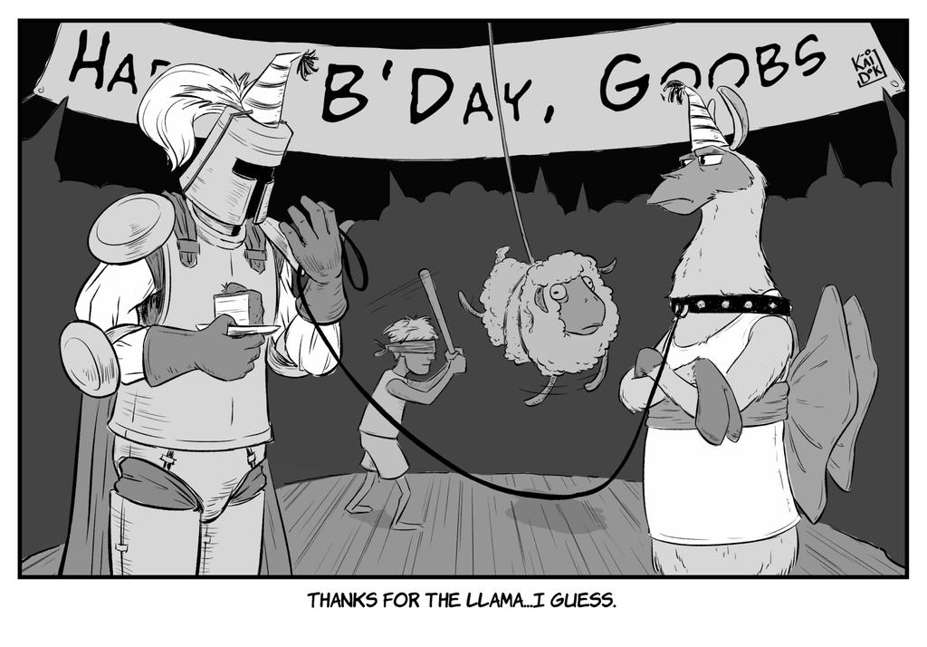 Inktober 28: Gift - Unofficial Goober/Kevin X-Over by KaidokJ