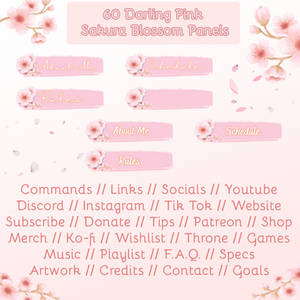 60 Darling Pink Sakura Blossom Twitch Panels