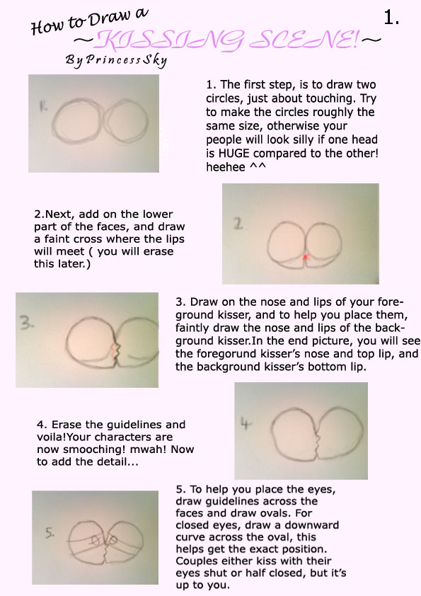 How to draw a kissing scene 1.