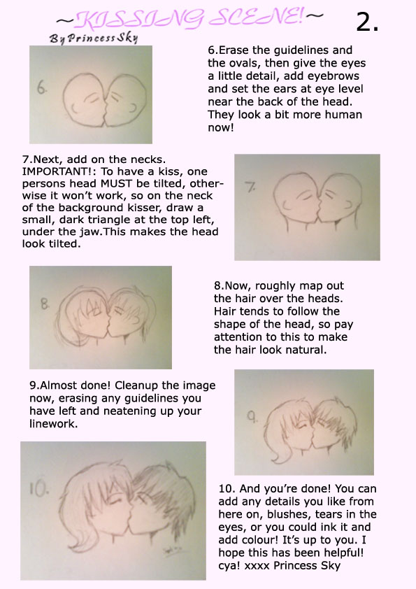 How to draw a kissing scene 2.